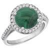 Image 1 : 5.34 CTW Malachite & Diamond Ring 14K White Gold - REF-54M7A