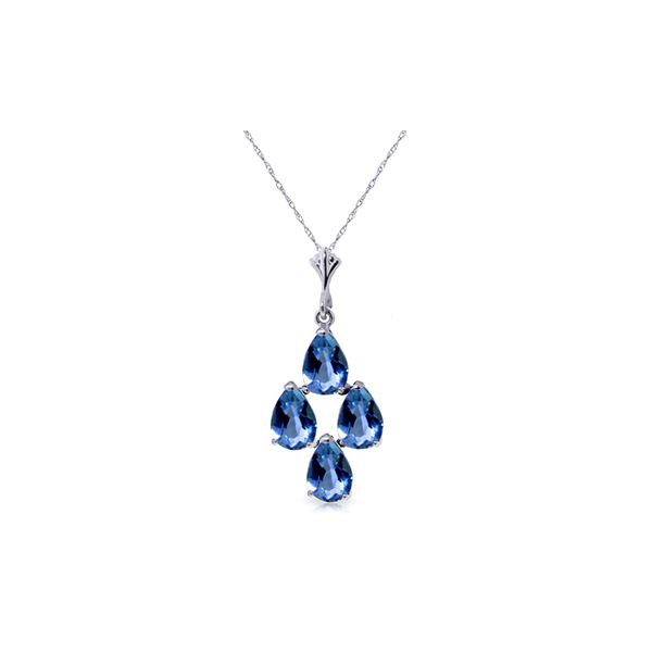 Genuine 1.50 ctw Blue Topaz Necklace 14KT White Gold - REF-20P4H