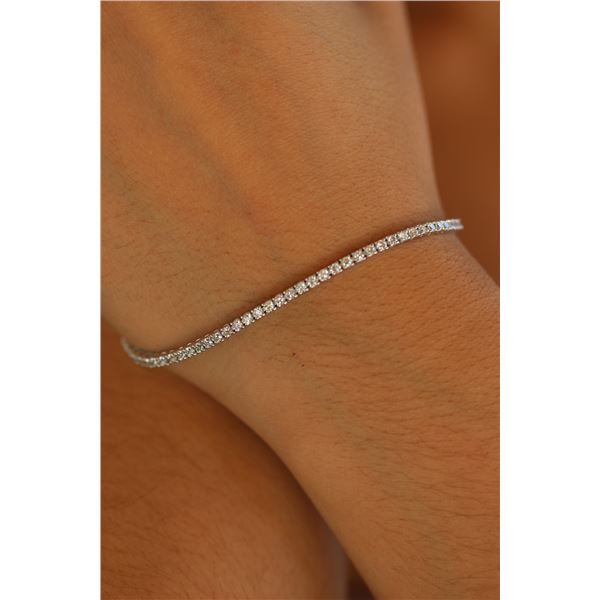 Natural 2.04 ctw Diamond Eternity Tennis Bracelet 18K White Gold - REF-167Y8Z