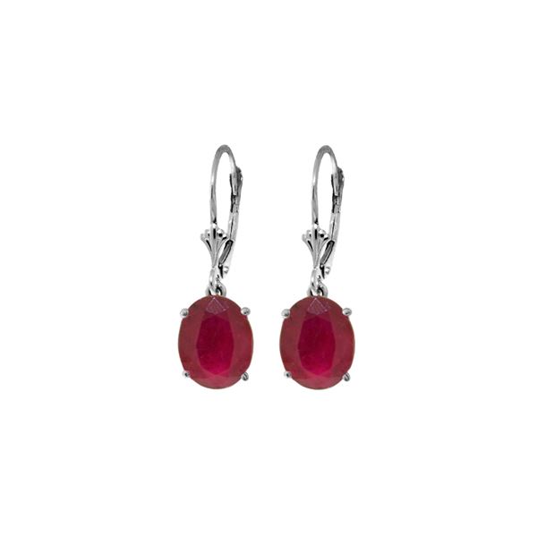 Genuine 7 ctw Ruby Earrings 14KT White Gold - REF-64M6T