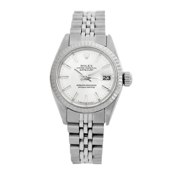 Rolex Pre-owned 26mm Womens Original Rolex Silver Dial Stainless Steel