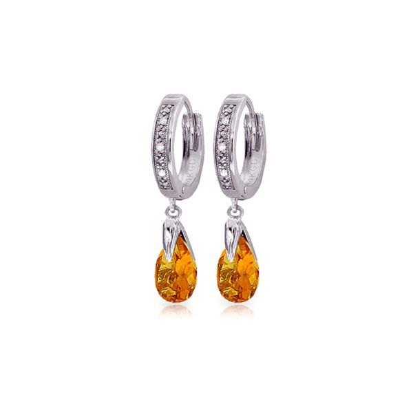 Genuine 2.53 ctw Citrine & Diamond Earrings 14KT White Gold - REF-58W2Y