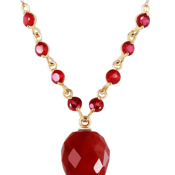 Genuine 14 ctw Ruby Necklace 14KT Yellow Gold - REF-42H2X