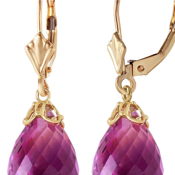 Genuine 14 ctw Amethyst Earrings 14KT Yellow Gold - REF-34V3W