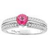 Image 1 : 1.30 CTW Pink Topaz & Diamond Ring 14K White Gold - REF-67V3R