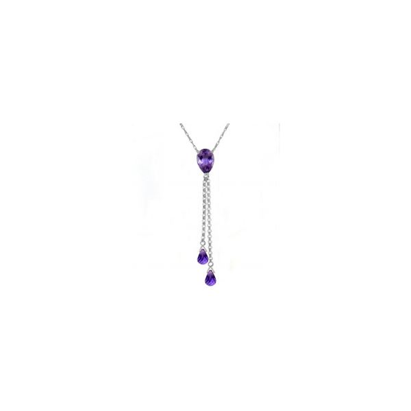 Genuine 3.75 ctw Amethyst Necklace 14KT White Gold - REF-23V5W