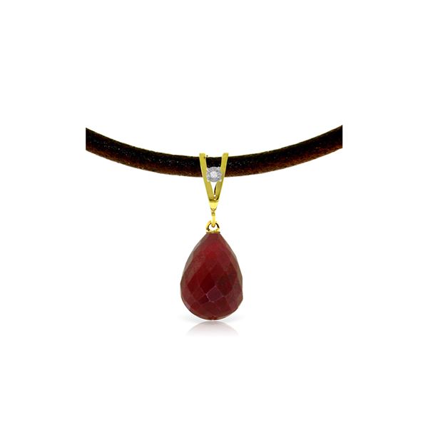 Genuine 15.51 ctw Ruby & Diamond Necklace 14KT Yellow Gold - REF-30N2R