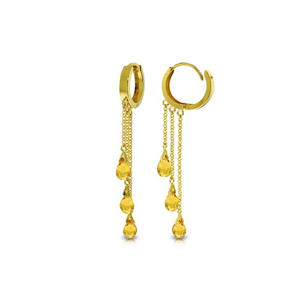 Genuine 4.8 ctw Citrine Earrings 14KT Yellow Gold - REF-64R4P