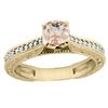 Image 1 : 0.59 CTW Morganite & Diamond Ring 14K Yellow Gold - REF-54R7H