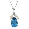 Genuine 6.5 ctw Blue Topaz & White Topaz Necklace 14KT White Gold - REF-38Y2F