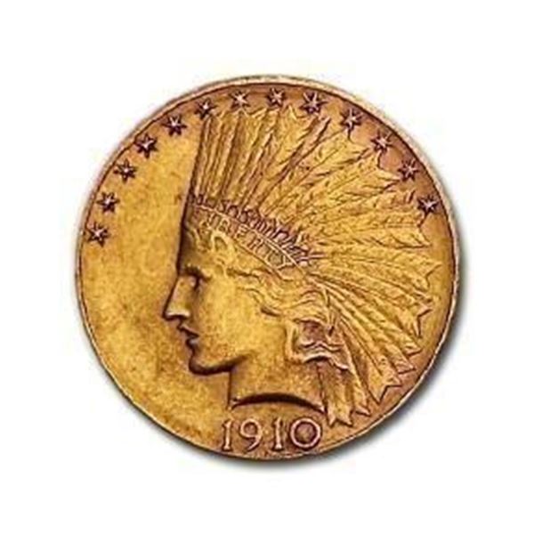 1910-D $10 Indian Gold Eagle AU