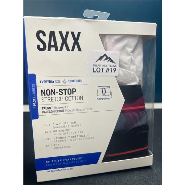 Lot of Saxx Non-Stop Stretch Cotton Boxer Trunks - 3 Pack - SIze Large
