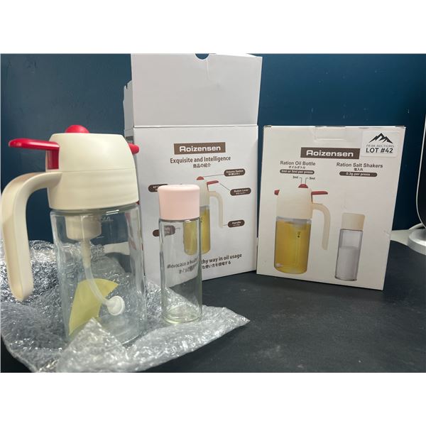 Lot of 2 Oil Bottle/Salt Shaker Dispenser Sets