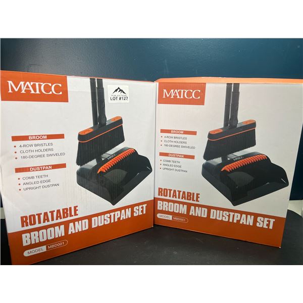 Lot of 2 Rotatable Broom & Dustpan Sets