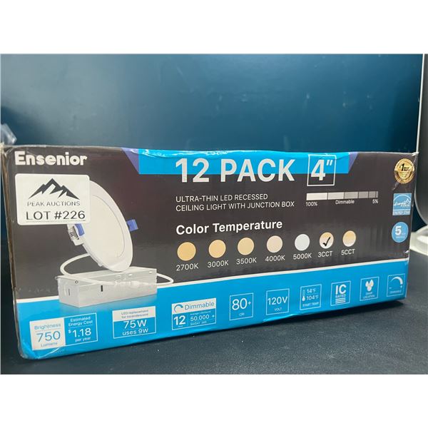 Lot of 1 12-Pack 4" Ultra-Thin LED Recessed Ceiling Lights w/ Junction Box