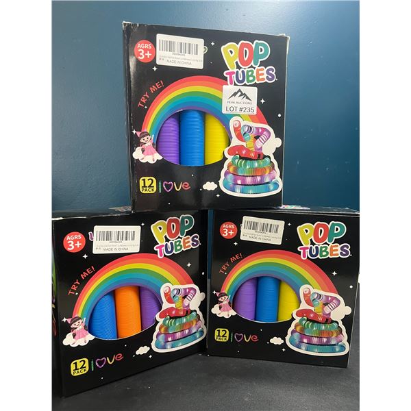 Lot of 3 Multi-Packs of LED Pop Fidget Tube Sensory Toys for Kids