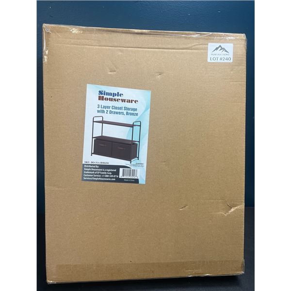 Lot of 1 Simple Houseware 3-Layer Closet Storage Organizer w/ 2 Drawers - Bronze