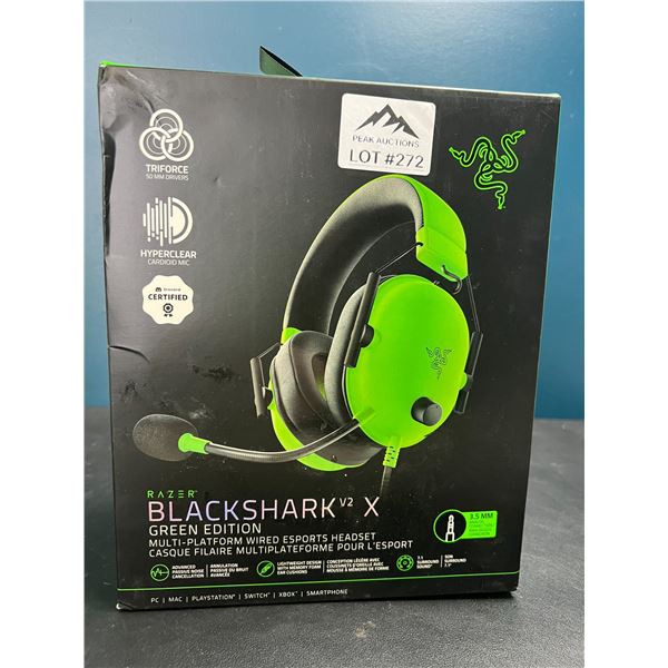Lot of 1 Razer BlackShark V2 X Green Edition Multi-Platform Wired Esports Gaming Headset