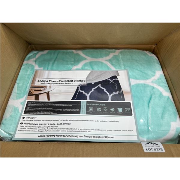Lot of 1 Sherpa Weighted Blanket - 15LBS - for Adults - (48 x 72 Inch) - Teal