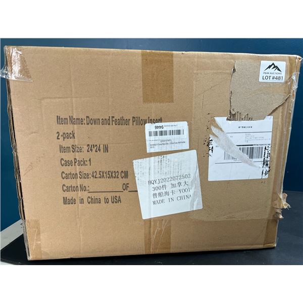 Lot of 2 Throw Pillow Inserts - 24x24 inches - Down & Feather Pillows