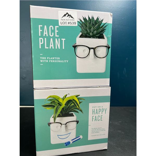 Lot of 2 Happy Face Planter Pots
