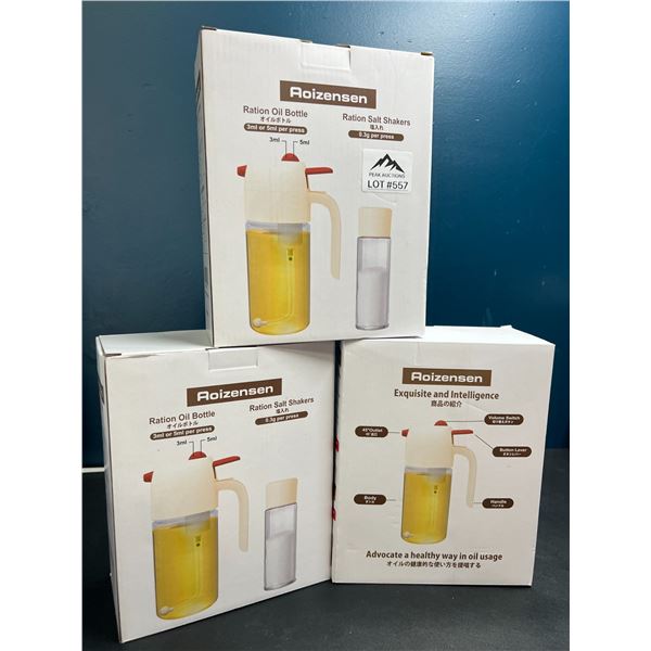 Lot of 3 Oil Bottle/Salt Shaker Dispenser Sets