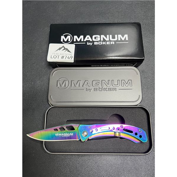 Lot of 1 Boker Magnum Rainbow Chrome Pocket Knife