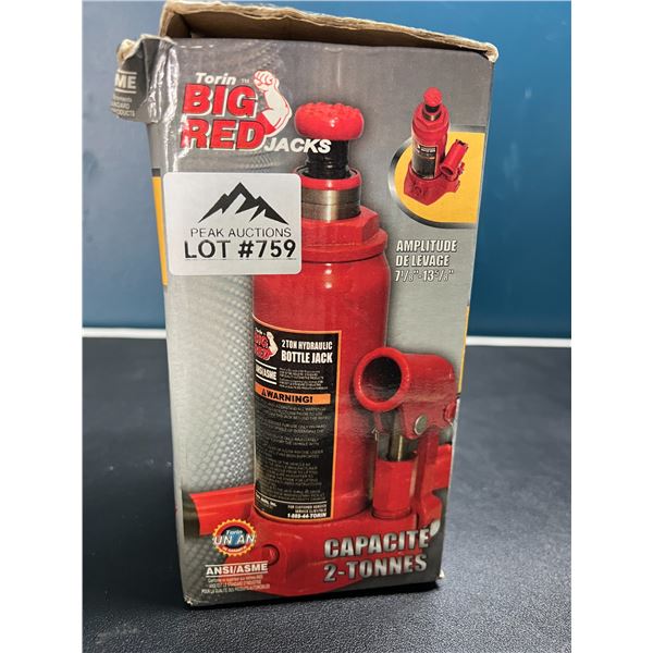 Lot of 1 2-Ton Capacity Hydraulic Bottle Jack (*Used)