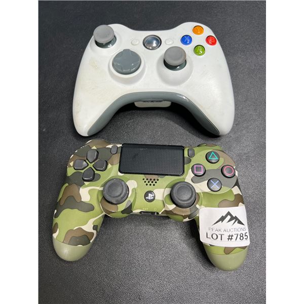 Lot of 1 Xbox 360 Controller & 1 Playstation 4 Controller (*Used)