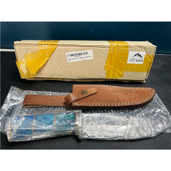 Lot of 1 Damascus Steel Hunting Knife w/ Sheath