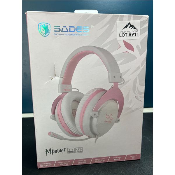 Lot of 1 Mpower Pink/White Gaming Headset - For Xbox, Playstation, & PC