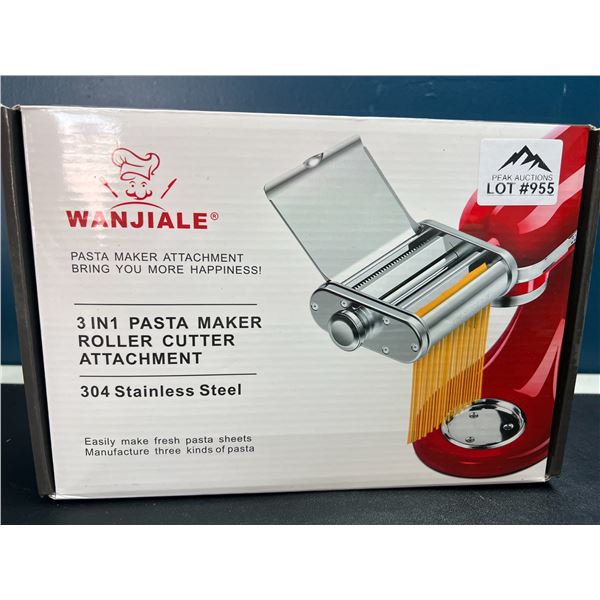 Lot of 1 3-in-1 Pasta Maker, Roller, & Cutter Attachment for Stand Mixers