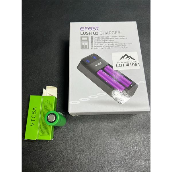 Lot of 1 EFEST Lush Q2 Charger - Includes 2 New Batteries