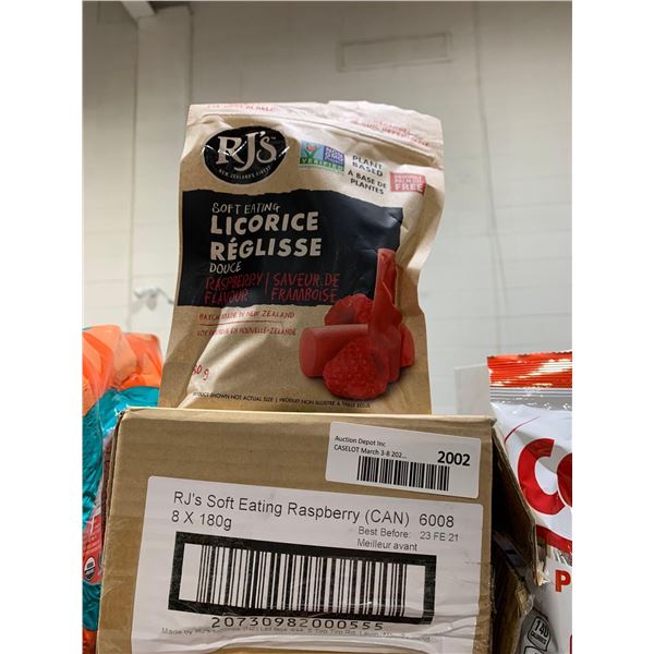 Case lot Rj's raspberry Licorice 8 x 180g