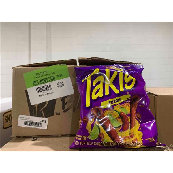 CASE LOT - Takis Feugo Chili & Lime Tortillas 18 x 90g