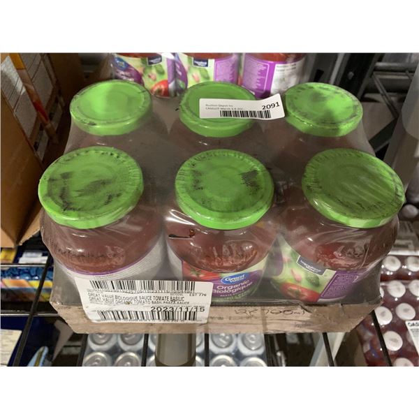 CASE LOT - Great Value Organic Tomatoe & Basil pasta Sauce 6 x 700ml