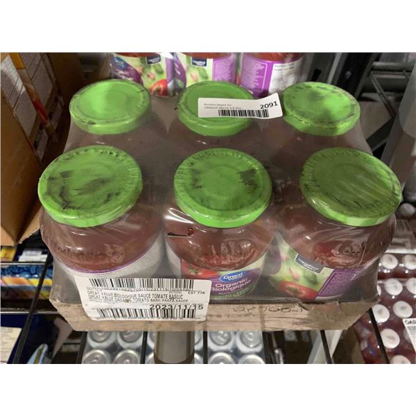 CASE LOT - Great Value Organic Tomatoe & Basil pasta Sauce 6 x 700ml