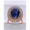 Image 1 : Natural Sapphire 6.35 Carat & Diamond Soliatire.925 silver and 14K Gold - Certificate Value $1700.00