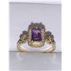 Image 1 : Natural Amethyst 1.25 Emerald Cut Solitaire & Diamond 14K Gold on .925 Silver Ring - Certificate Val