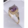 Image 2 : Natural Amethyst 1.25 Emerald Cut Solitaire & Diamond 14K Gold on .925 Silver Ring - Certificate Val