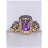 Image 3 : Natural Amethyst 1.25 Emerald Cut Solitaire & Diamond 14K Gold on .925 Silver Ring - Certificate Val