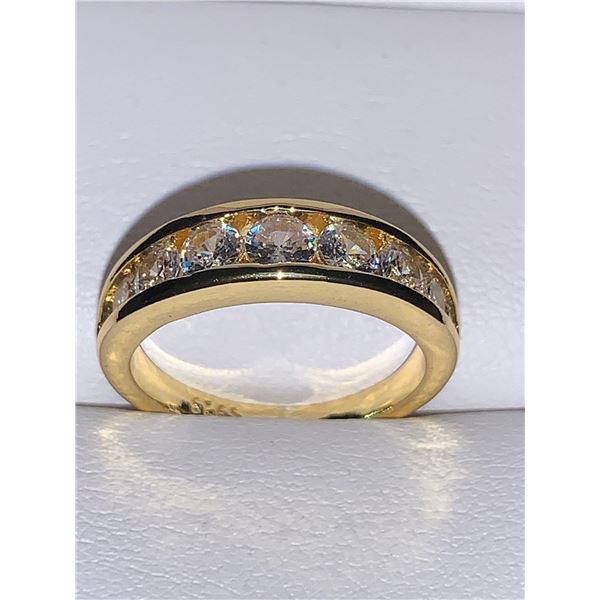 Ladies Bezel Style Multi Stone 14K GP Wedding Band size 7