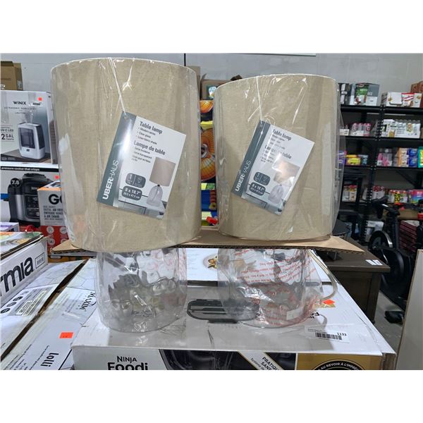 Lot of 2 table lamps - Clear & Tan