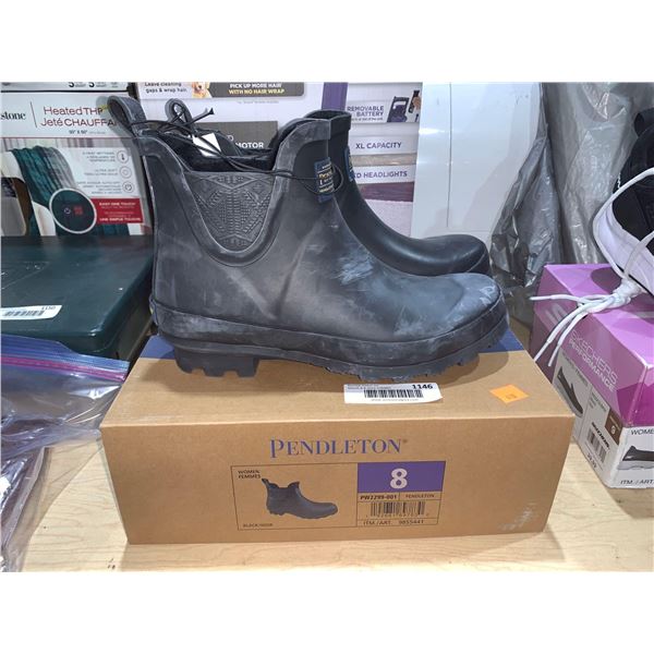 Pendleton Chelsea Ankle High Lined Rain Rubber Boots; Matte Black; Women’s Sz 8