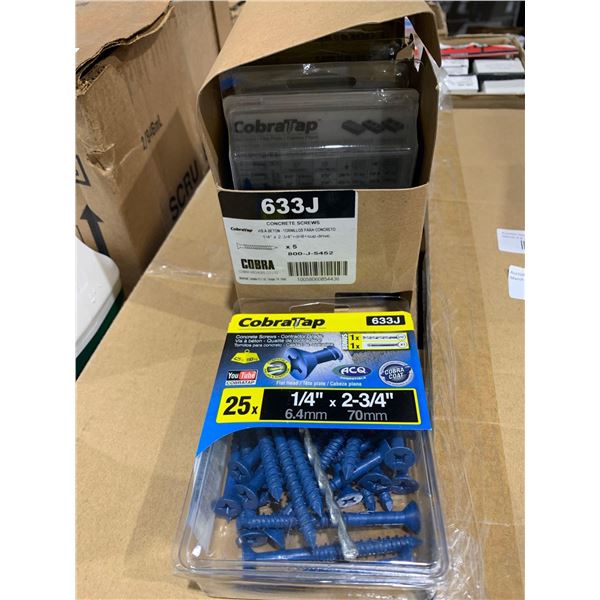 Cobra Tap Concrete Screws - Contractor grade 25 - 1/4"x2-3/4" LOT of 5 packs