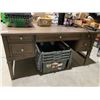 Image 4 : Solid Wood Office Desk With Plug Outlet, 5 drawer 60"Lx28"Dx30"T