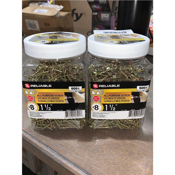 Reliable #8 1-1/2" All-Purpose Screws 2x600 count