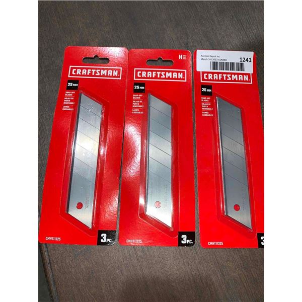 Craftsman Heavy Duty 25mm Utility Blades 3x3pc