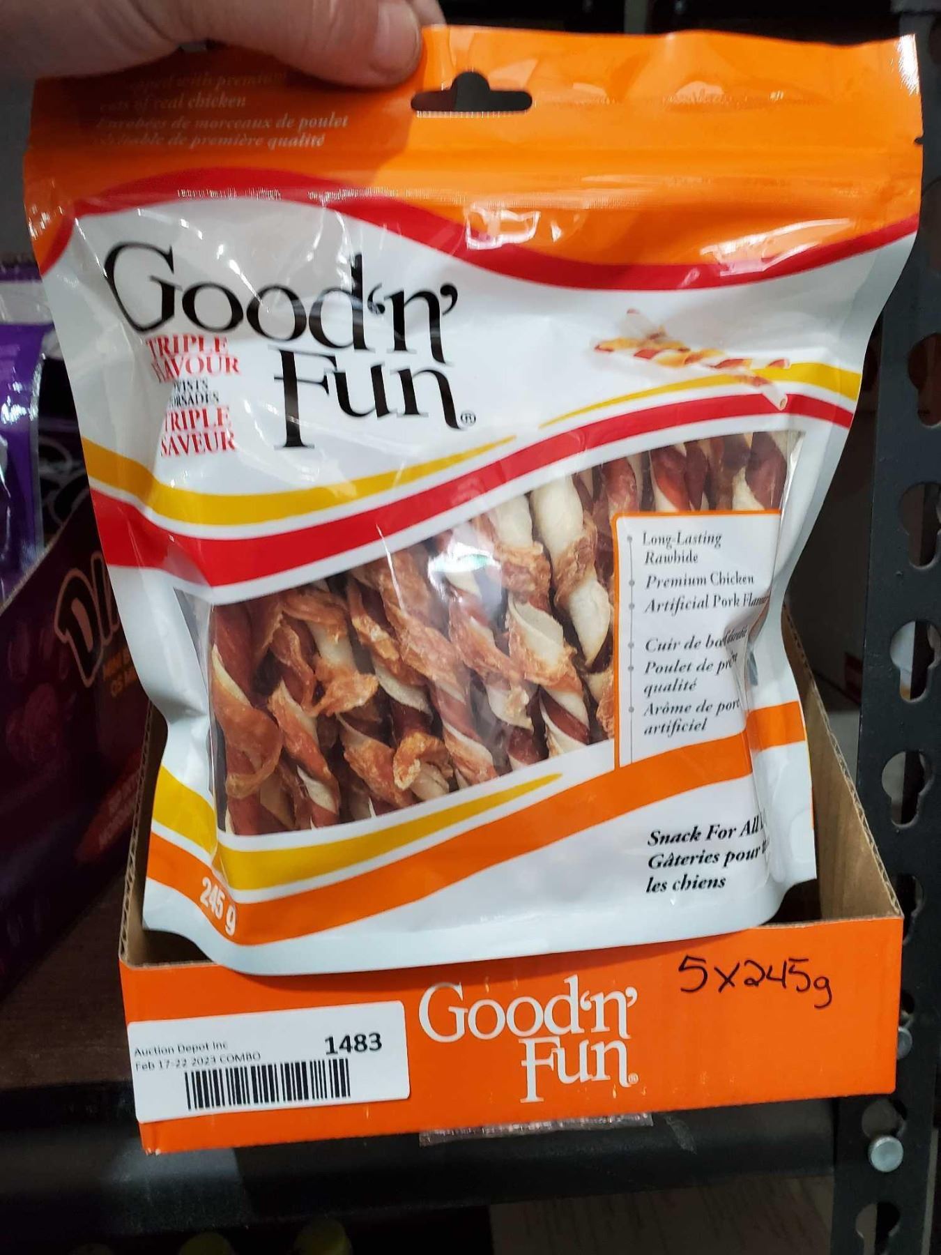 Good n' Fun Triple Flavor Twists Dog Treats - 5x245g