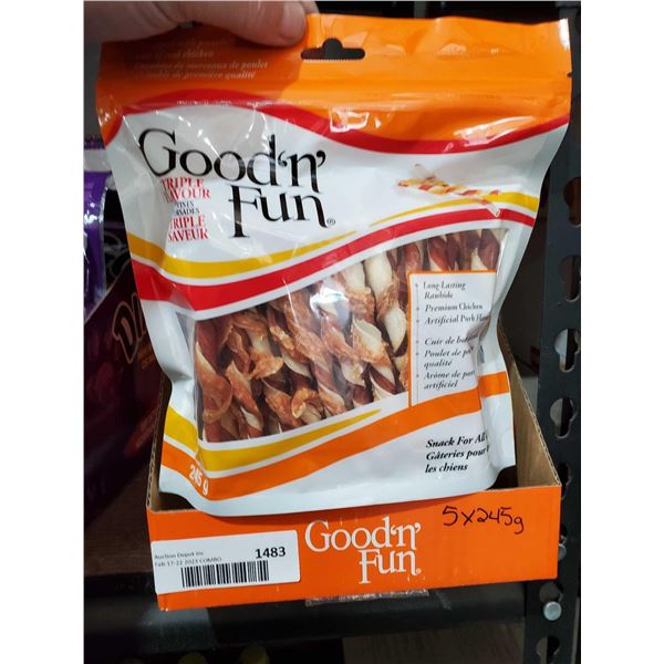 Good n' Fun Triple Flavor Twists Dog Treats - 5x245g